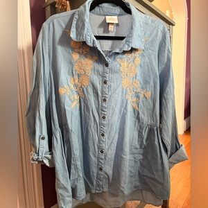Knox Rose Light Blue Denim Top